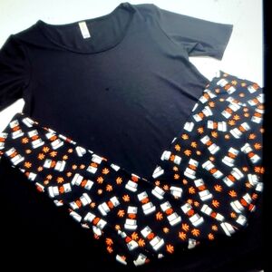 Lularoe XS Solid black perfect tee/ OS leggings outfit